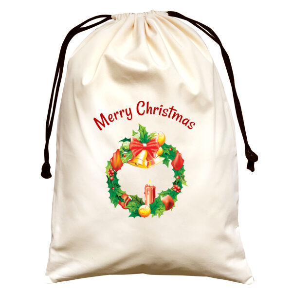 "wreath" Santa sack (pull cord) Thumbnail